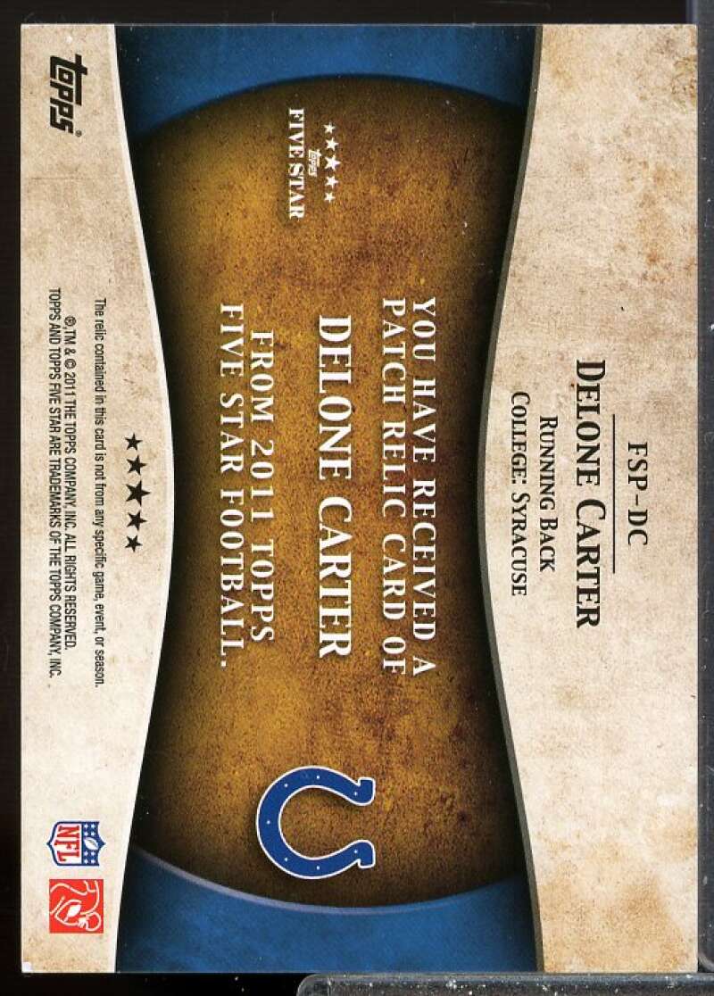 Delone Carter Card 2011 Topps Five Star Jersey Patches #FSPDC  Image 2