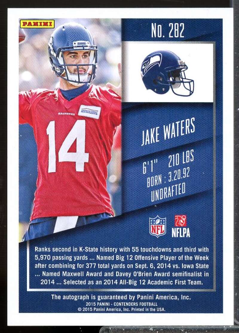 Jake Waters /199 Card 2015 Panini Contenders Playoff Ticket Rookie Auto #282  Image 2