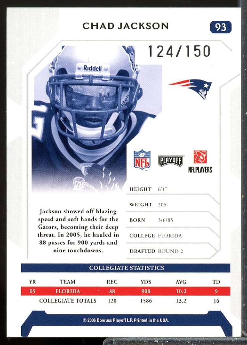 Chad Jackson 2006 Playoff NFL Playoffs Rookie Auto Signature Proofs Silver #93  Image 2