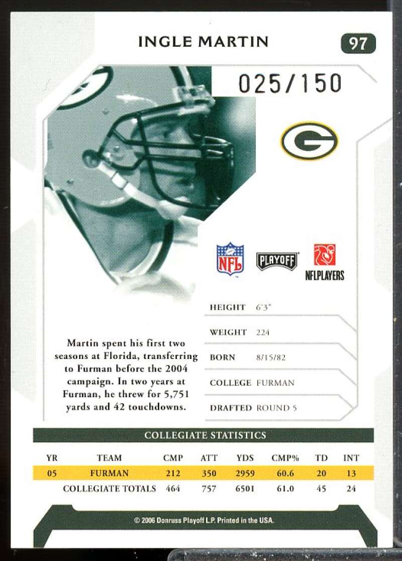 Ingle Martin 2006 Playoff NFL Playoffs Rookie Auto Signature Proofs Silver #97  Image 2