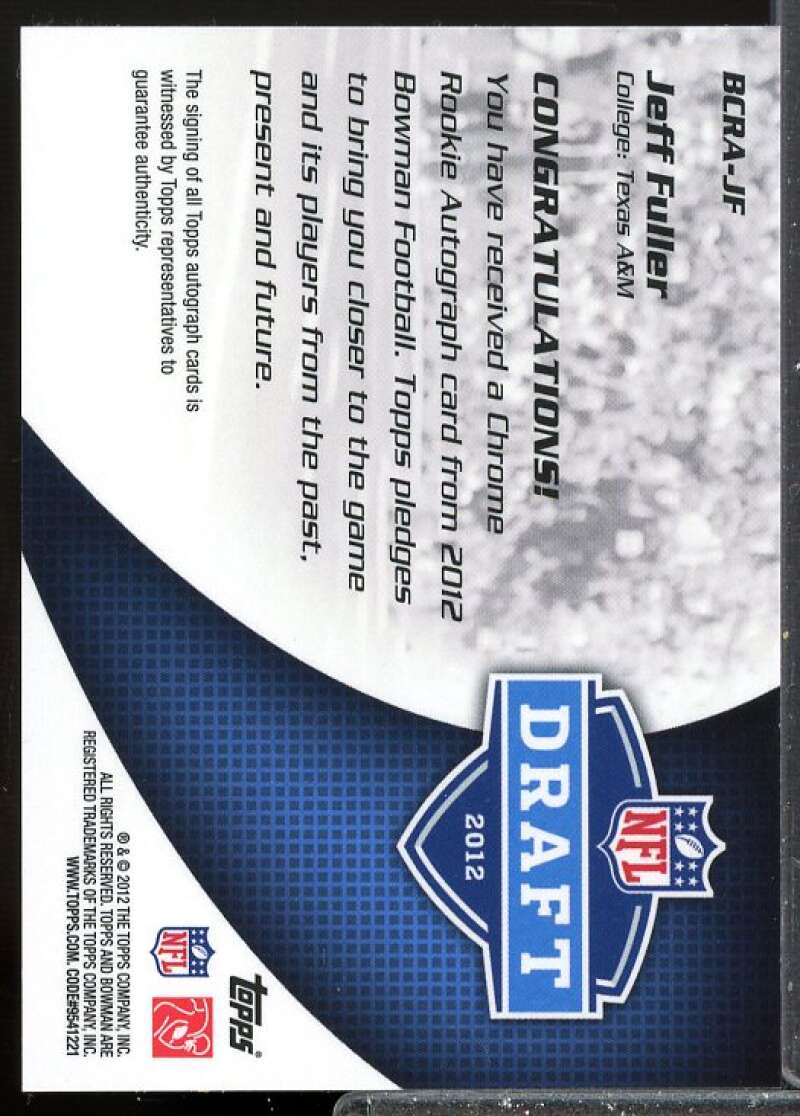 Jeff Fuller Card 2012 Bowman Rookie Team Helmet Autographs #BCRAJF  Image 2