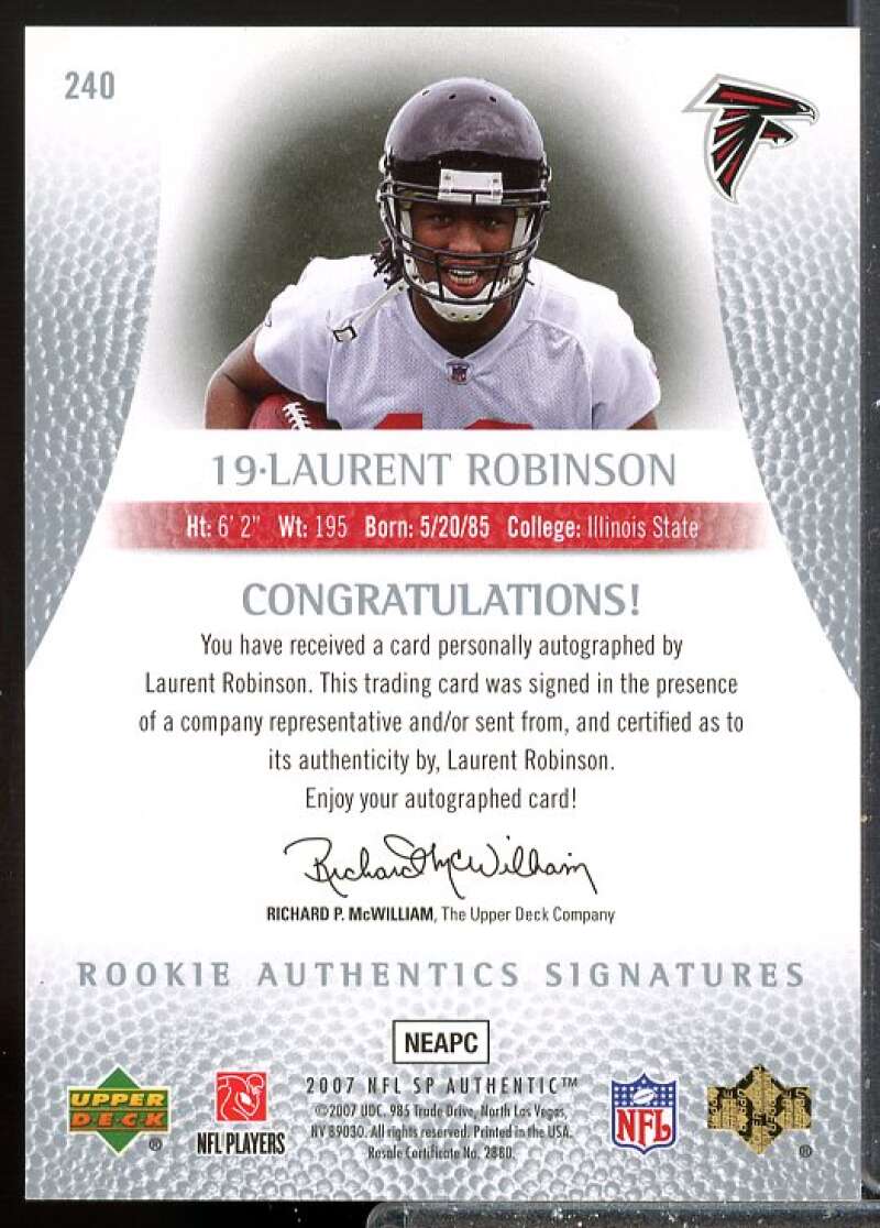Laurent Robinson AU RC Card 2007 SP Authentic Rookie Auto #240  Image 2