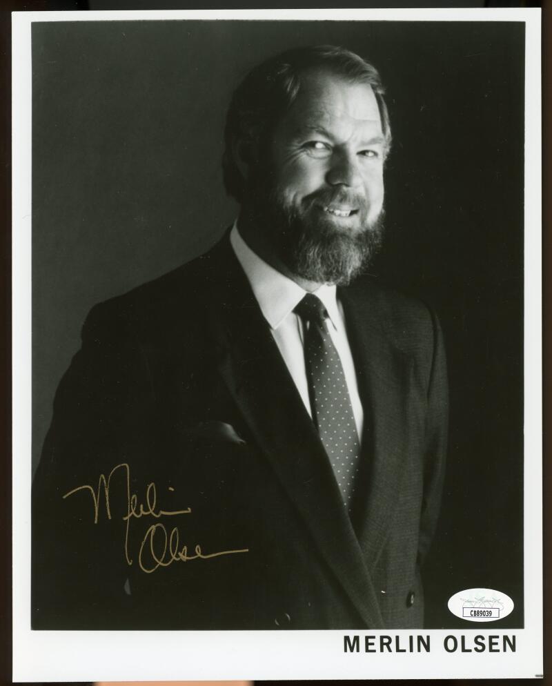 Merlin Olsen Rams Signed Autographed 8x10 Photo JSA Authentic Image 1