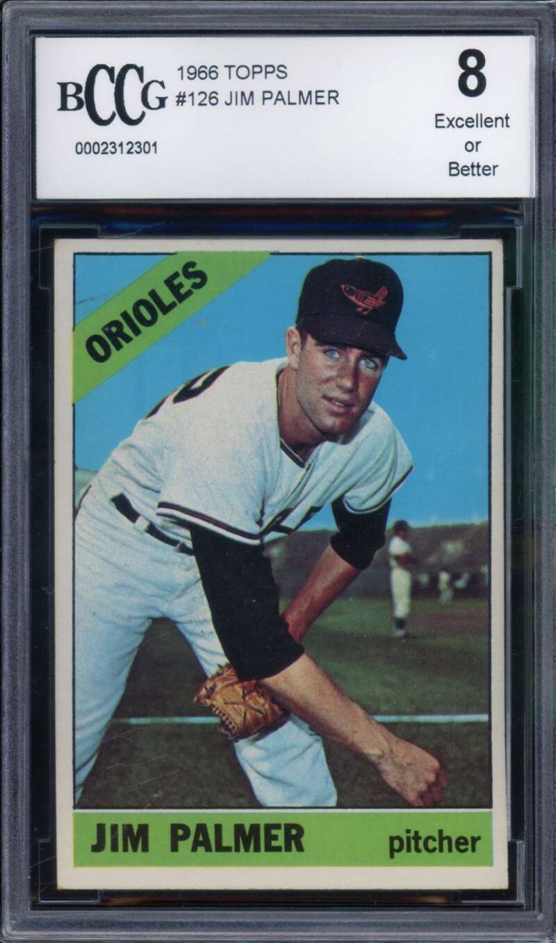 1966 Topps #126 Jim Palmer Rookie Card BGS BCCG 8 Excellent+ Image 1