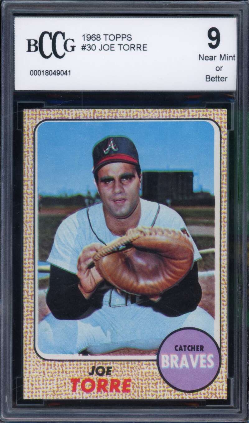 1968 Topps #30 Joe Torre Card BGS BCCG 9 Near Mint+ Image 1