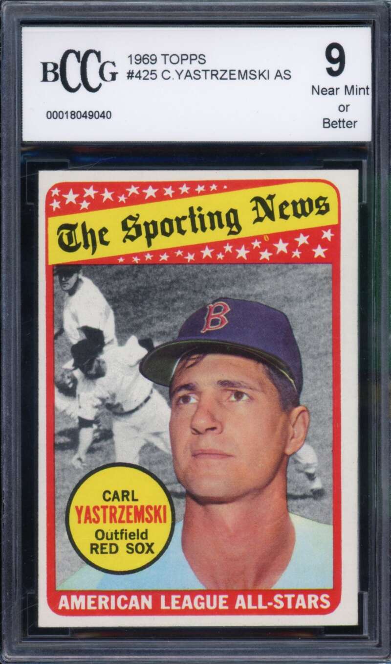 1969 Topps #425 Carl Yastrzemski AS Card BGS BCCG 9 Near Mint+ Image 1