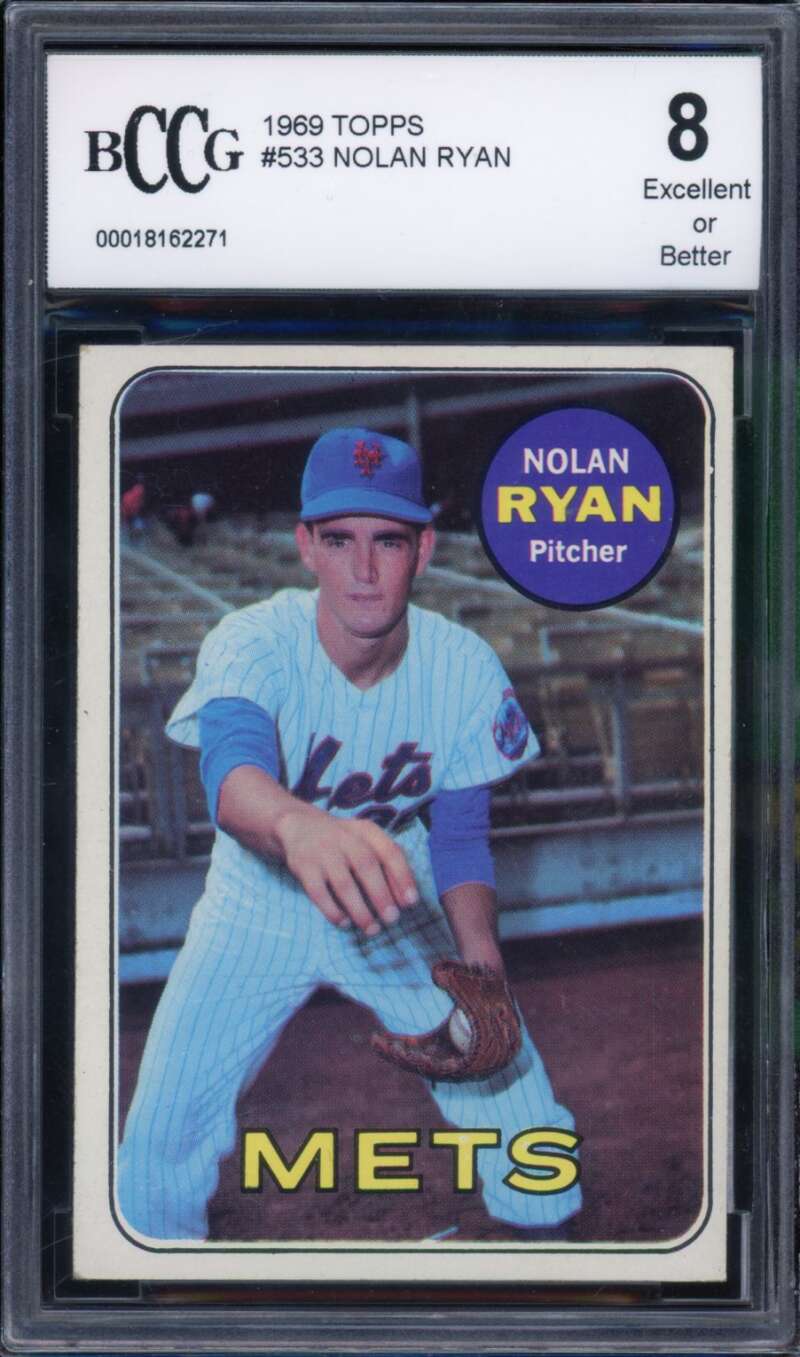 1969 Topps #533 Nolan Ryan Card BGS BCCG 8 Excellent+ Image 1