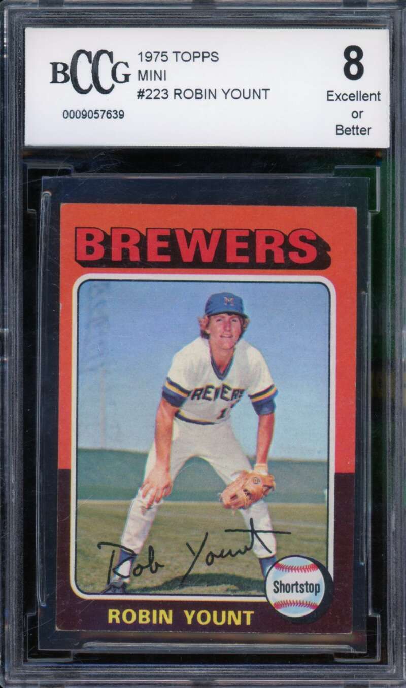 1975 Topps Mini #223 Robin Yount Rookie Card BGS BCCG 8 Excellent+ Image 1