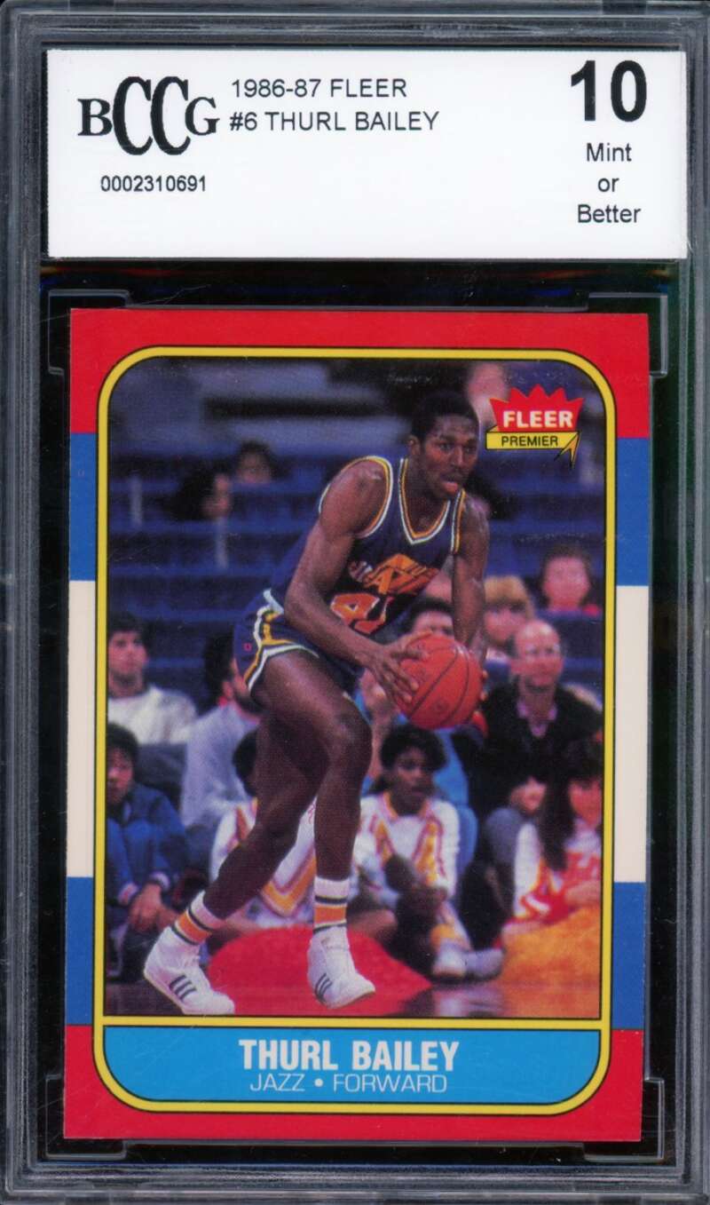 1986-87 Fleer #6 Thurl Bailey Rookie Card BGS BCCG 10 Mint+ Image 1