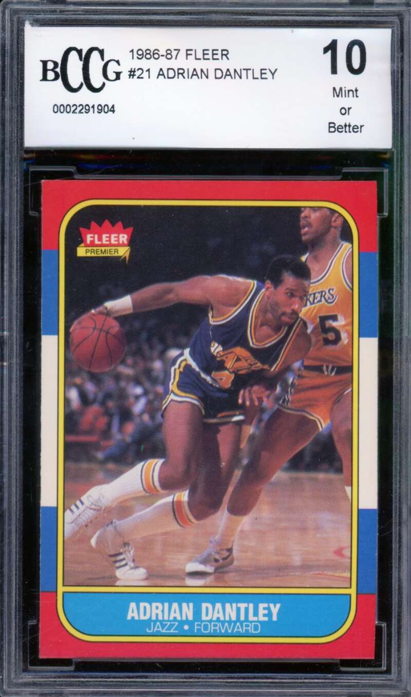 1986-87 Fleer #21 Adrian Dantley Card BGS BCCG 10 Mint+ Image 1