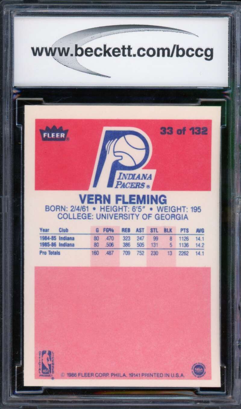 1986-87 Fleer #33 Vern Fleming Rookie Card BGS BCCG 10 Mint+ Image 2