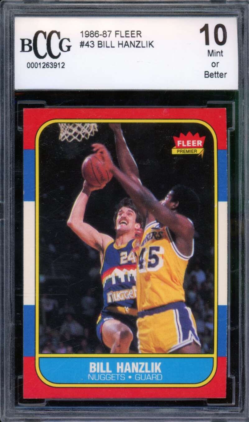 1986-87 Fleer #43 Bill Hanzlik Card BGS BCCG 10 Mint+ Image 1