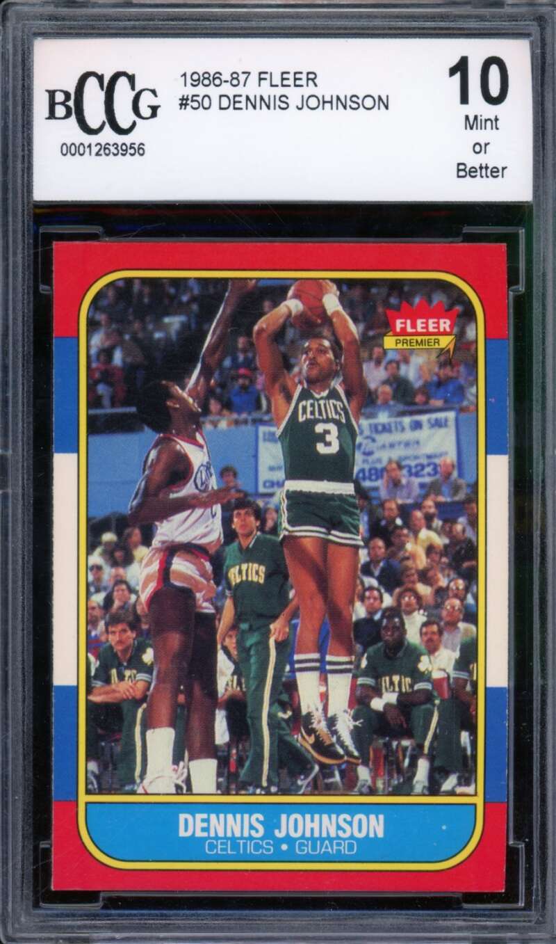 1986-87 Fleer #50 Dennis Johnson Card BGS BCCG 10 Mint+ Image 1