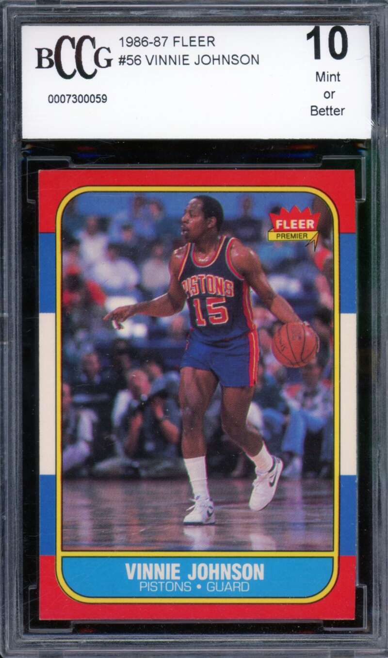1986-87 Fleer #56 Vinnie Johnson Card BGS BCCG 10 Mint+ Image 1