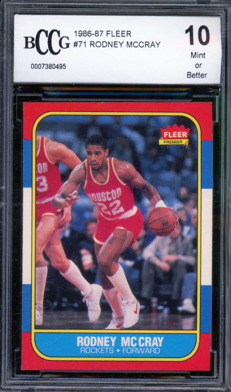 1986-87 Fleer #71 Rodney Mccray Rookie Card BGS BCCG 10 Mint+ Image 1