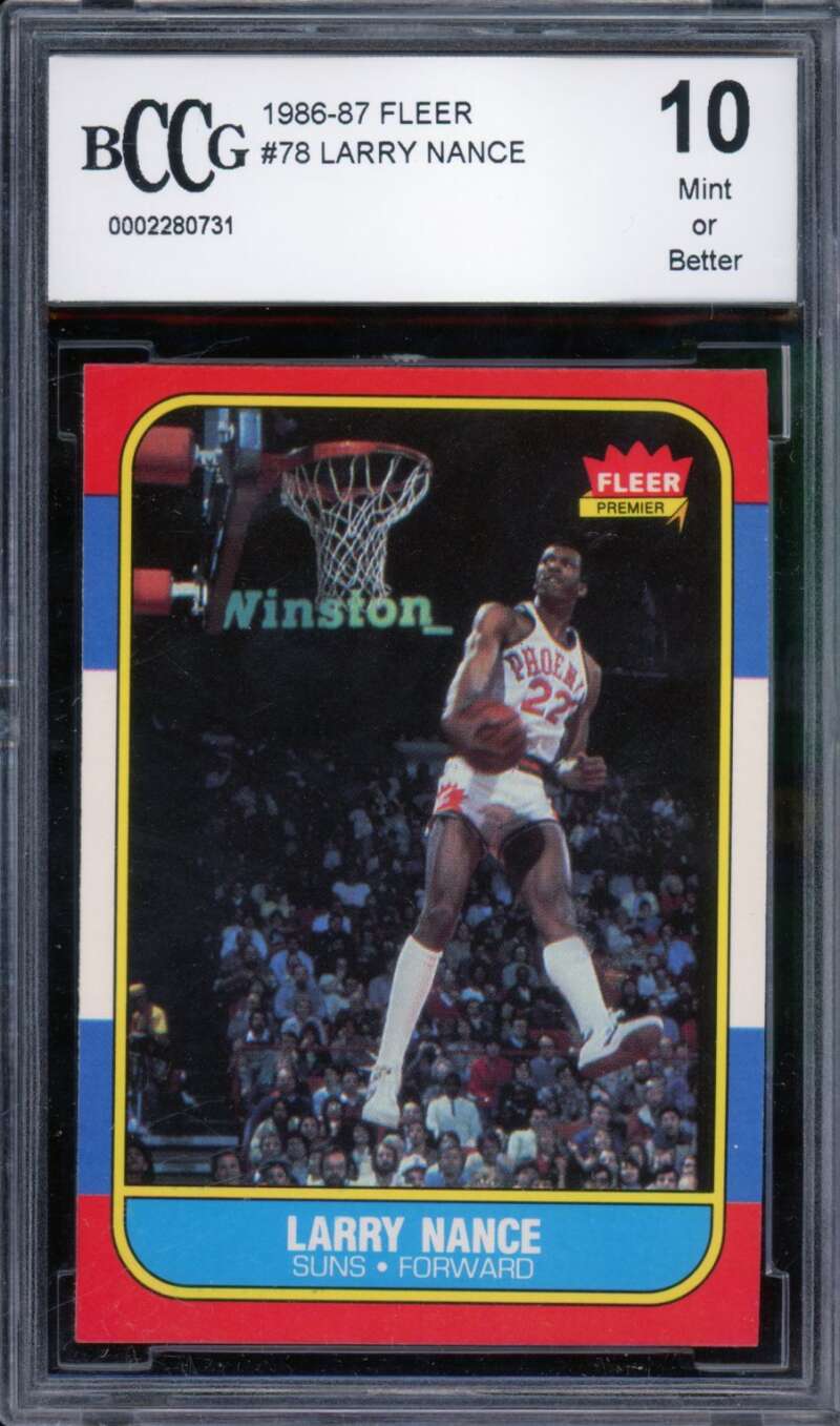 1986-87 Fleer #78 Larry Nance Card Rookie BGS BCCG 10 Mint+ Image 1