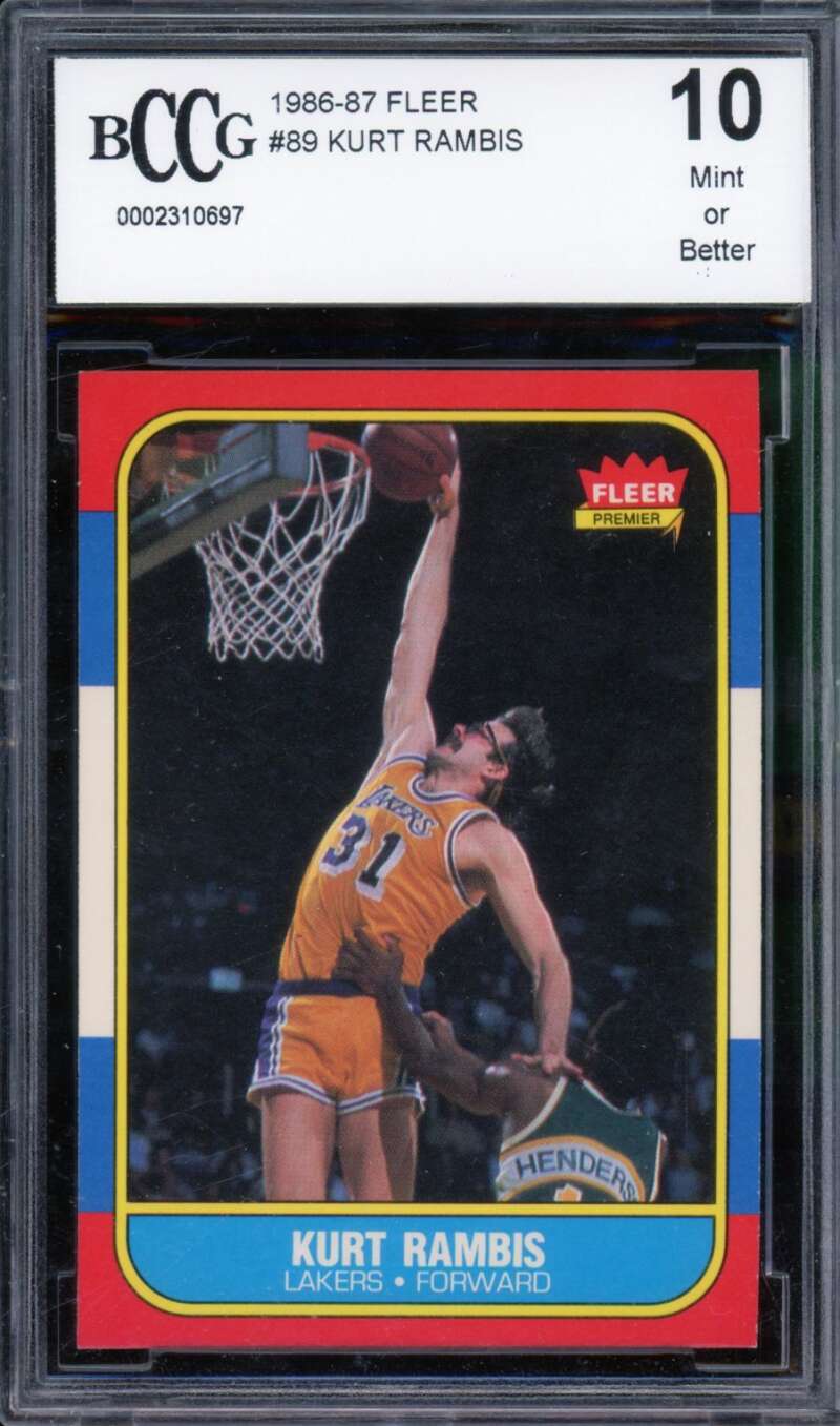 1986-87 Fleer #89 Kurt Rambis Rookie Card BGS BCCG 10 Mint+ Image 1