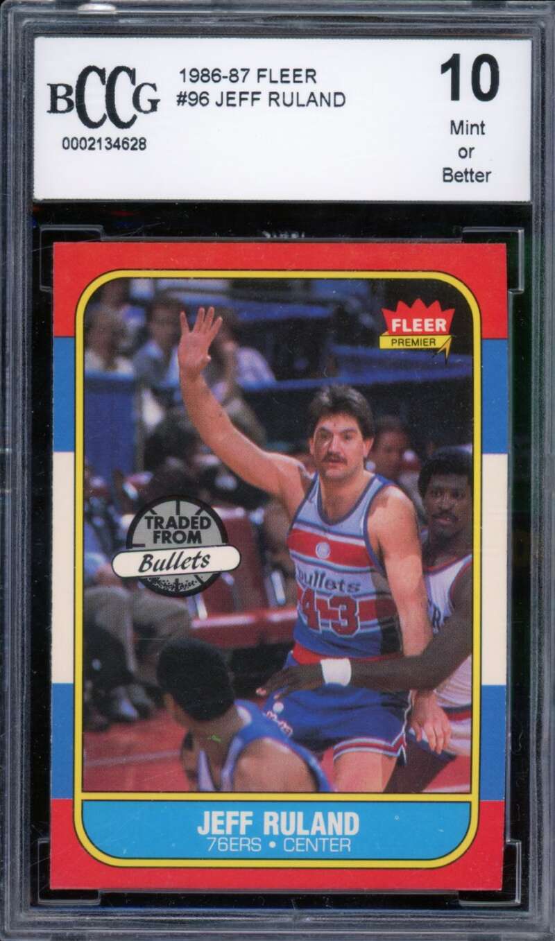 1986-87 Fleer #96 Jeff Ruland Card BGS BCCG 10 Mint+ Image 1
