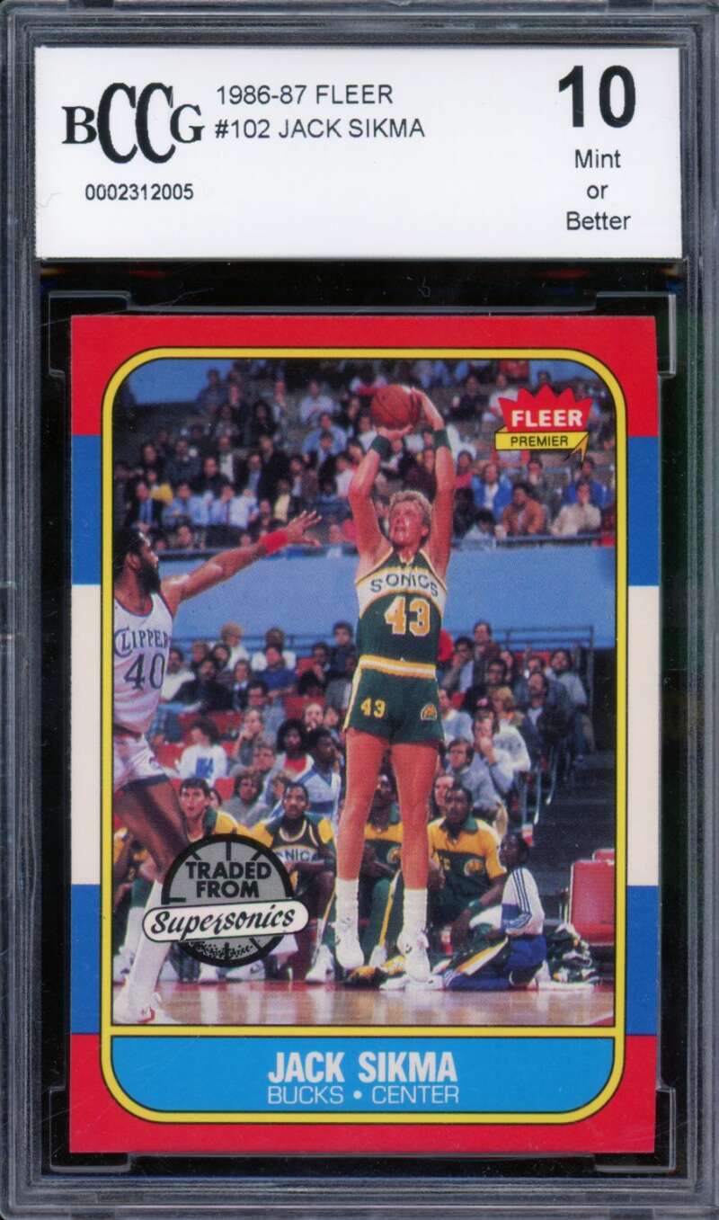 1986-87 Fleer #102 Jack Sikma Card BGS BCCG 10 Mint+ Image 1