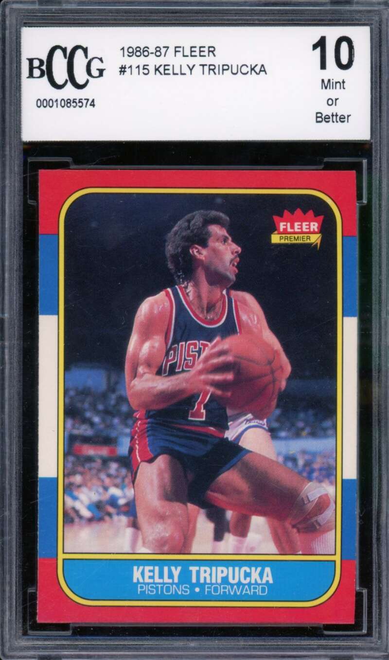 1986-87 Fleer #115 Kelly Tripucka Rookie Card BGS BCCG 10 Mint+ Image 1