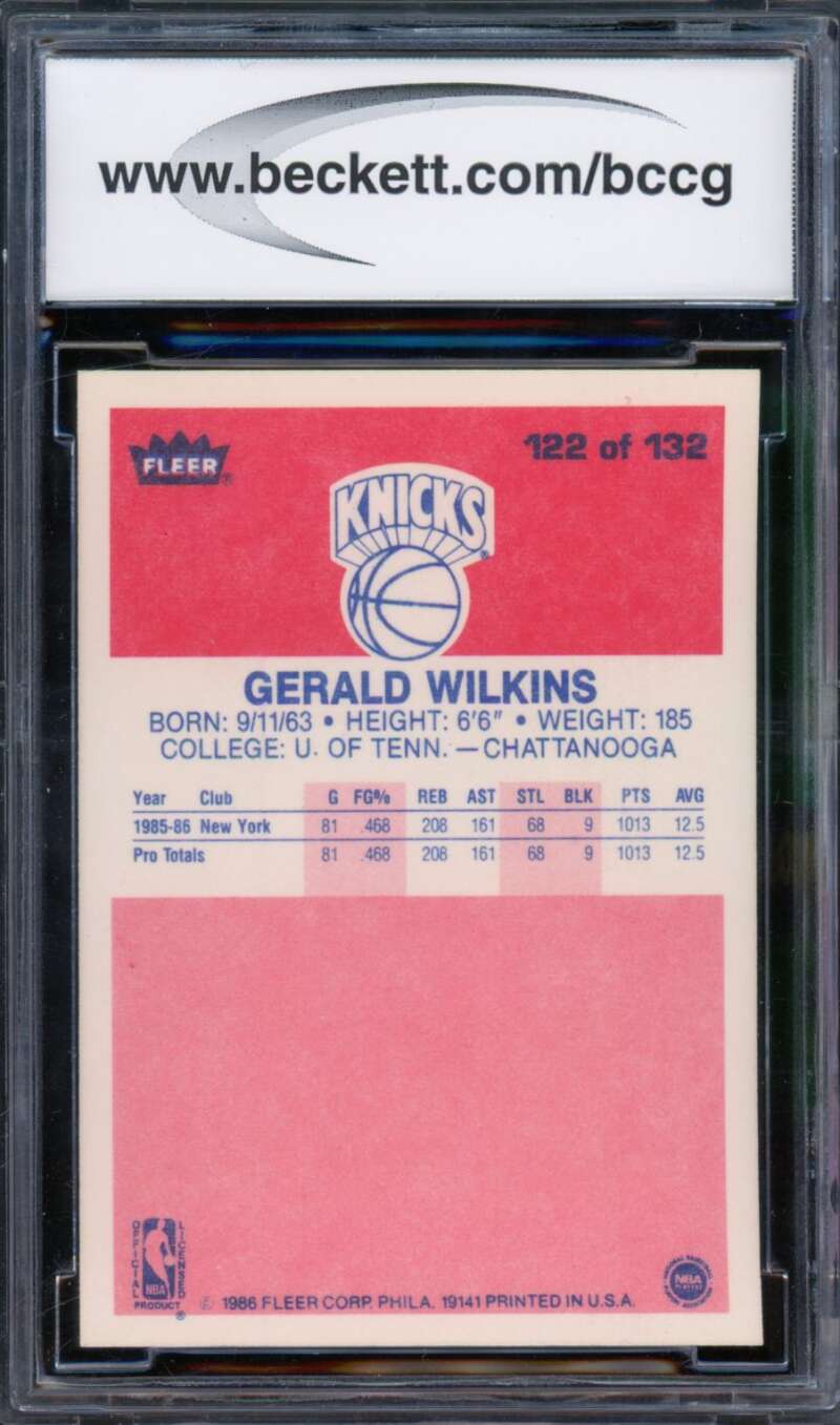 1986-87 Fleer #122 Gerald Wilkins Rookie Card BGS BCCG 10 Mint+ Image 2