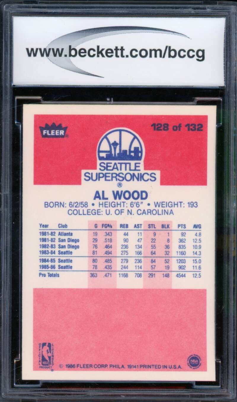 1986-87 Fleer #128 Al Wood Card BGS BCCG 10 Mint+ Image 2