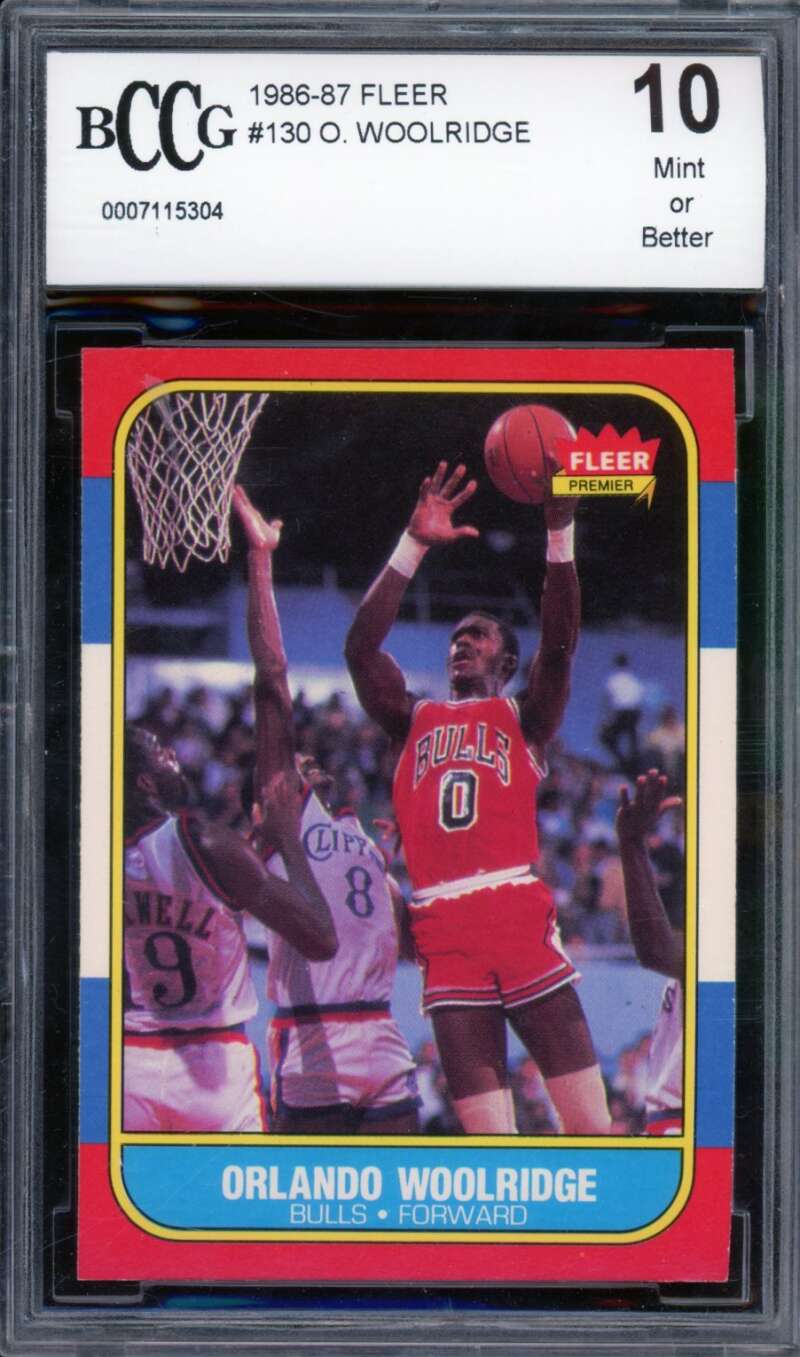 1986-87 Fleer #130 Orlando Woolridge Rookie Card BGS BCCG 10 Mint+ Image 1