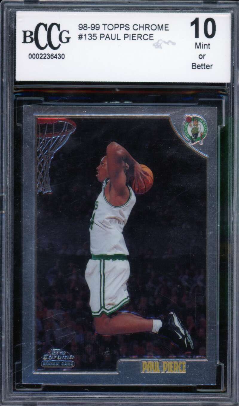 1998-99 Topps Chrome #135 Paul Pierce Rookie Card BGS BCCG 10 Mint+ Image 1