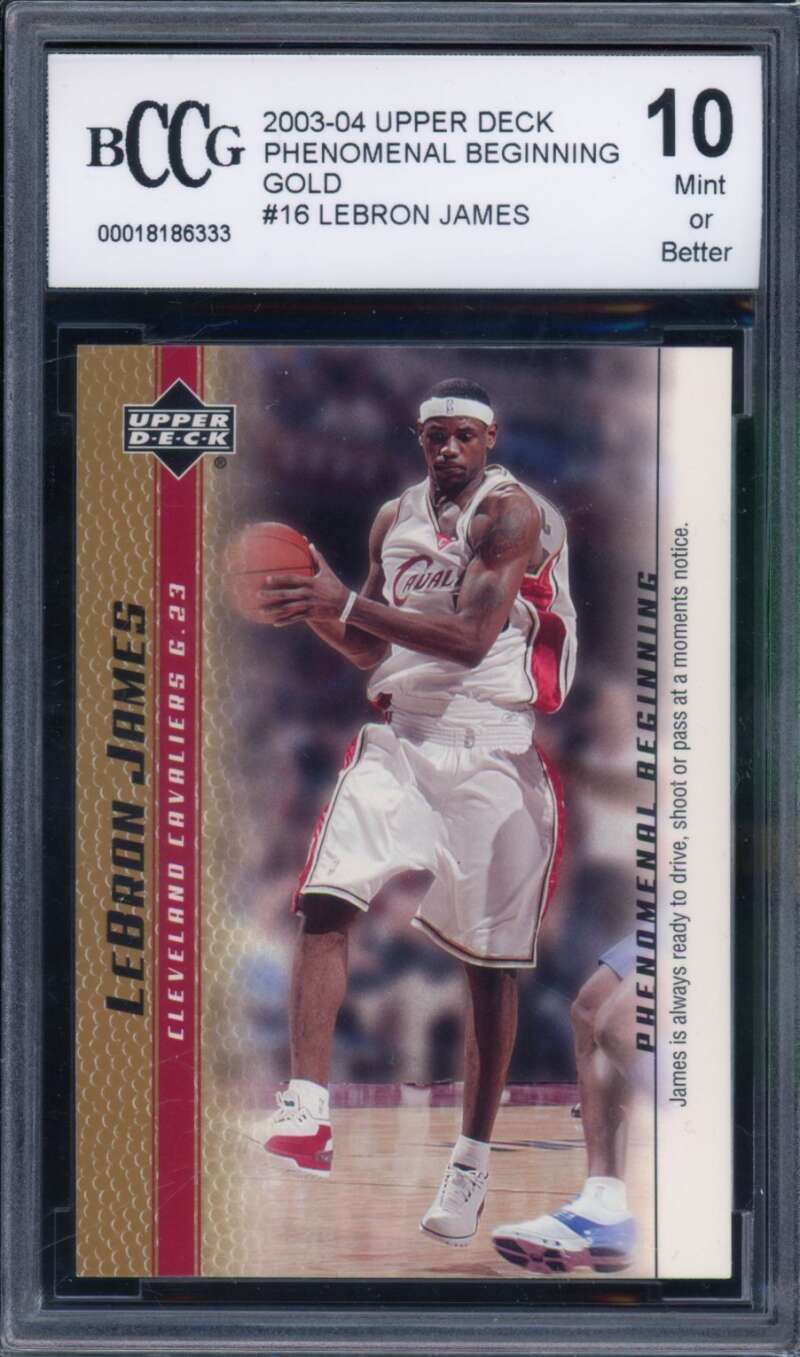 2003-04 Upper Deck PB Gold #16 LeBron James Rookie Card BGS BCCG 10 Mint+ Image 1