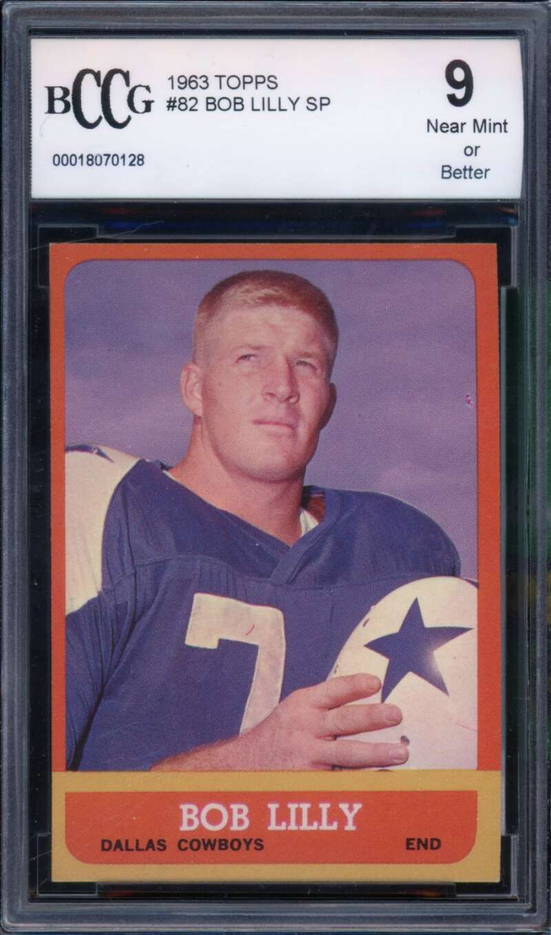 1963 Topps #82 Bob Lilly Rookie Card BGS BCCG 9 Near Mint+ Image 1