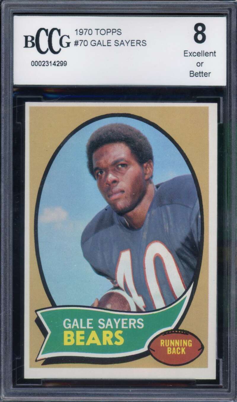 1970 Topps #70 Gale Sayers Card BGS BCCG 8 Excellent+ Image 1