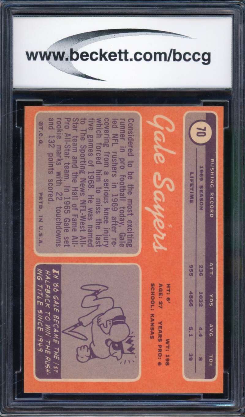 1970 Topps #70 Gale Sayers Card BGS BCCG 8 Excellent+ Image 2