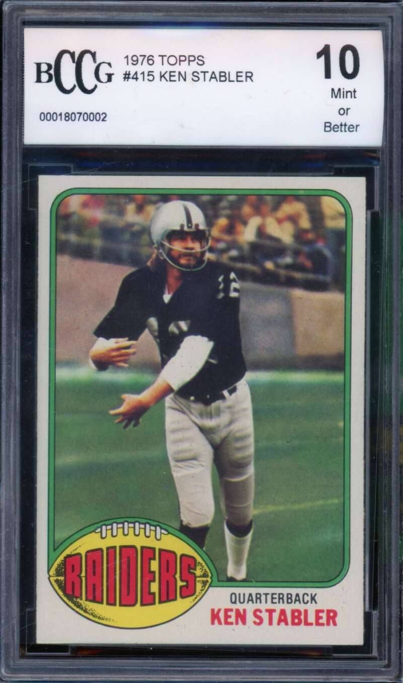 1976 Topps #415 Ken Stabler Rookie Card BGS BCCG 10 Mint+ Image 1