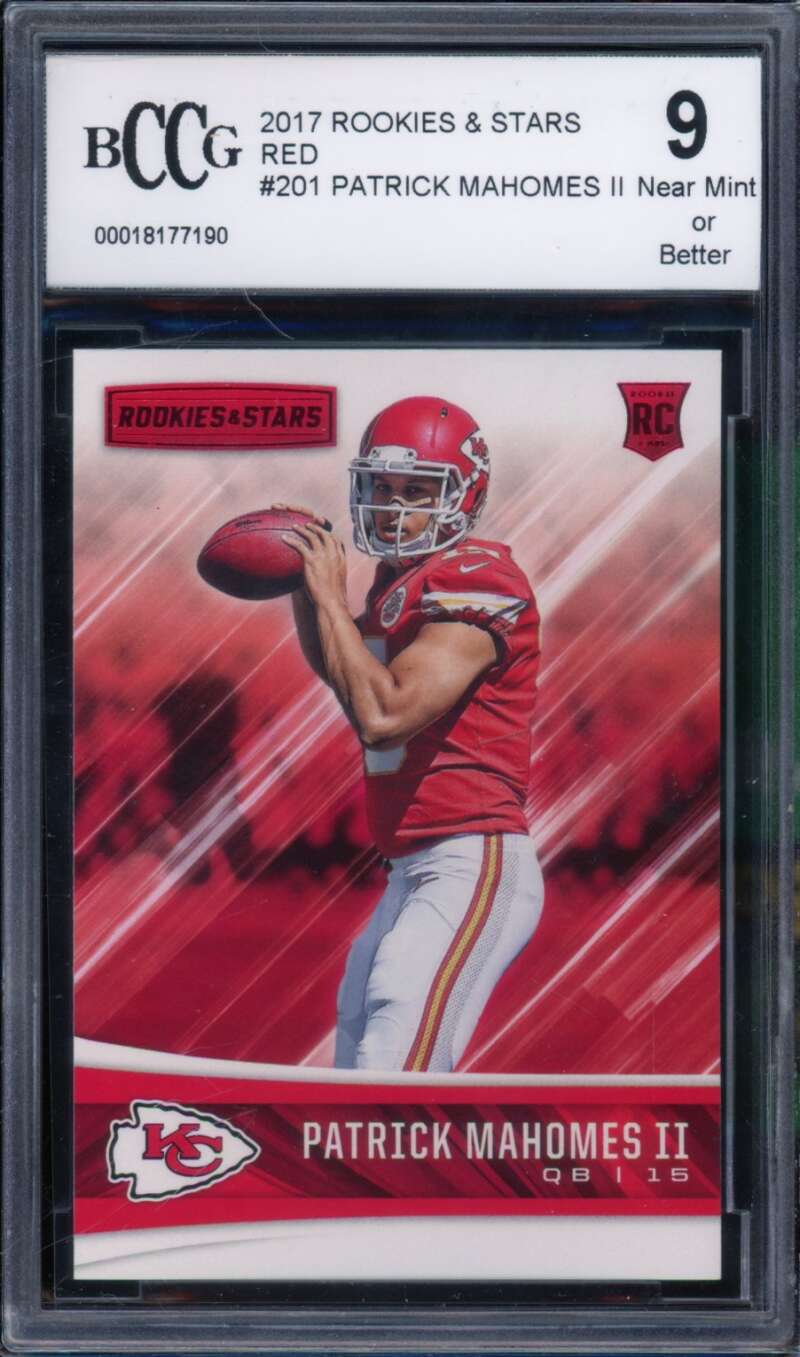 2017 Rookies Stars Red #201 Patrick Mahomes II Card BGS BCCG 9 Near Mint+ Image 1