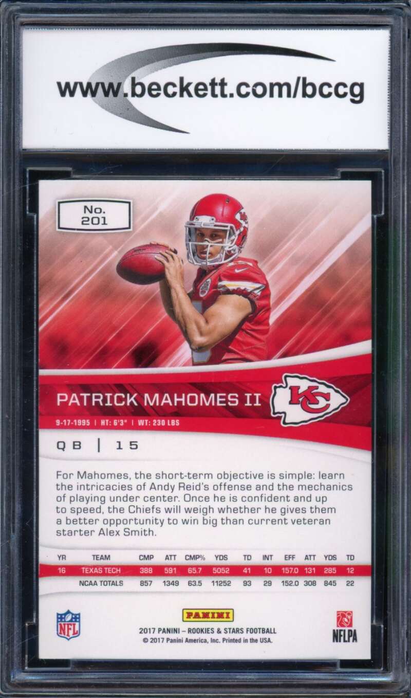 2017 Rookies Stars Red #201 Patrick Mahomes II Card BGS BCCG 9 Near Mint+ Image 2