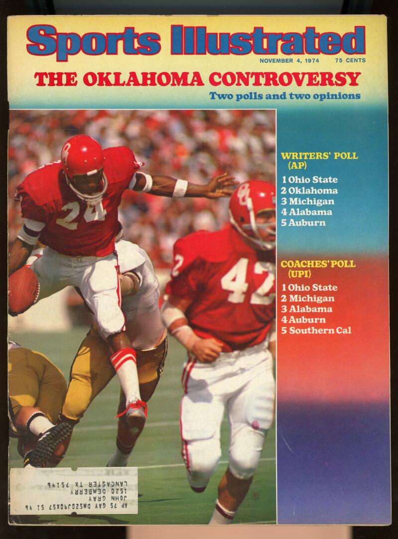 Sports Illustrated Magazine November 4 1974 Oklahoma  Image 1