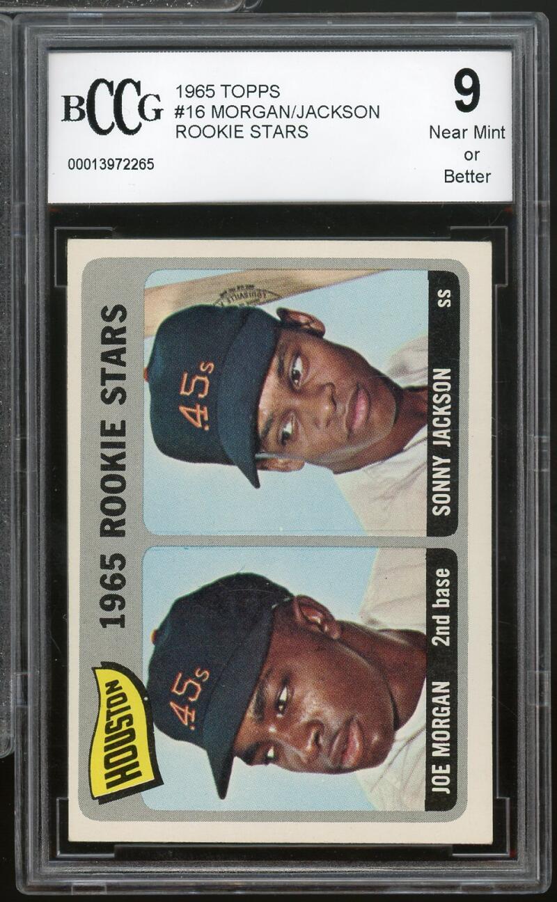 1965 Topps #16 Joe Morgan/Sonny Jackson Rookie Card BGS BCCG 9 Near Mint+ Image 1