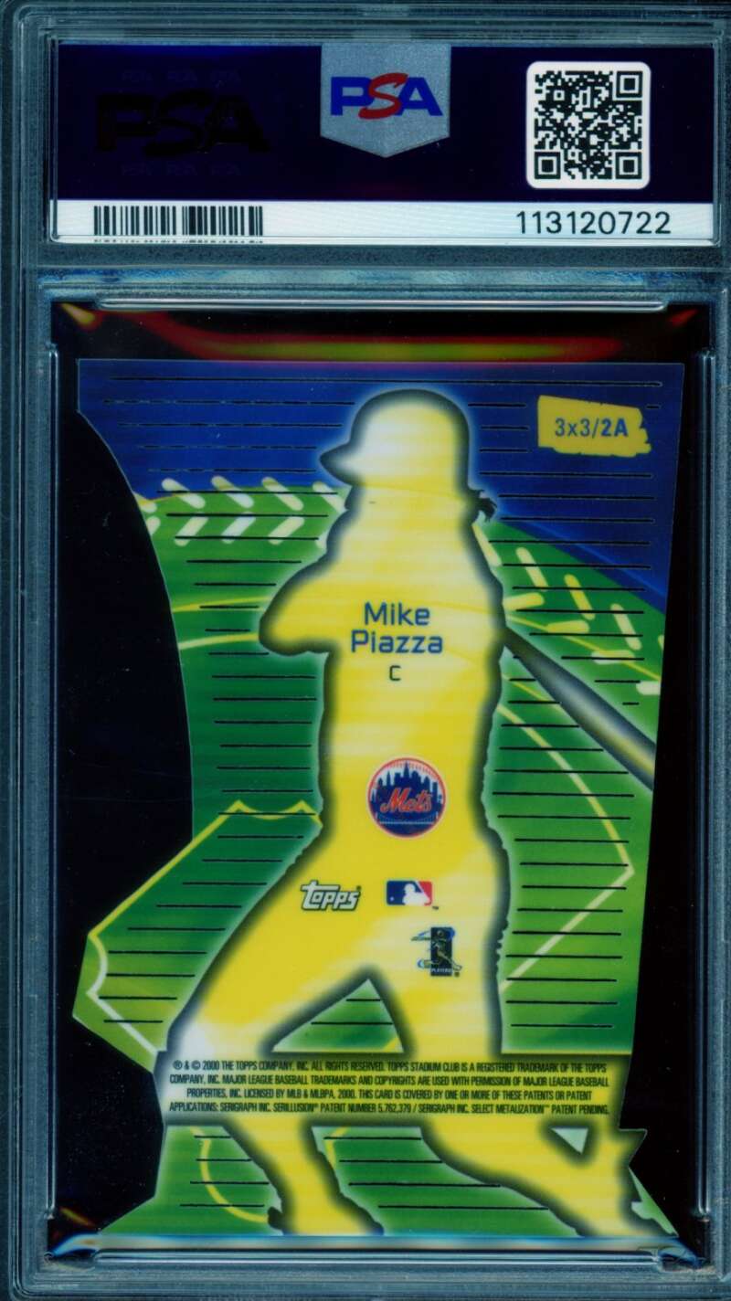 Mike Piazza Card 2000 Stadium Club 3X3 Luminescent (pop 3) #2A PSA 9 Image 2