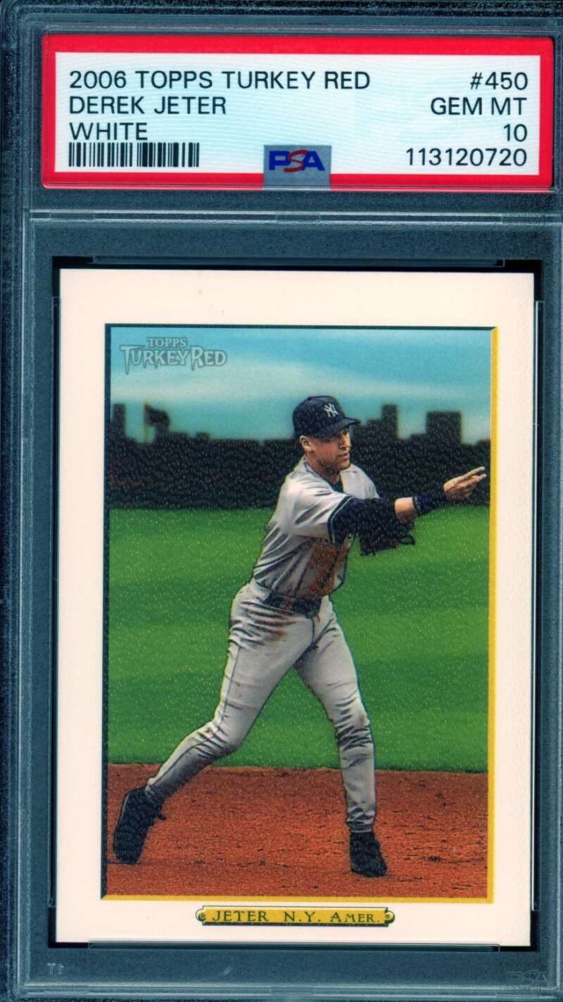 Derek Jeter Card 2006 Topps Turkey Red White (pop 4) #450 PSA 10 Image 1