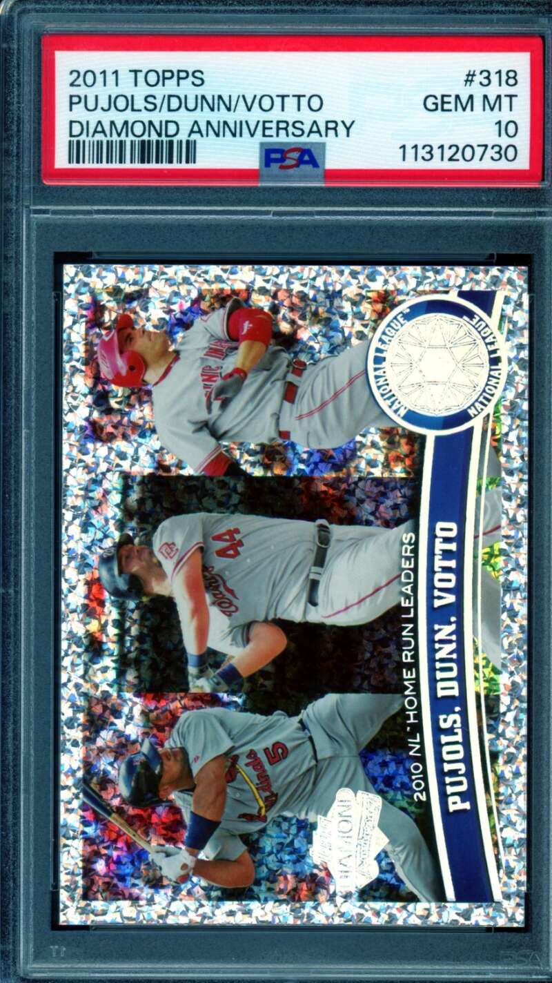 Albert Pujols Card 2011 Topps Diamond Anniversary (pop 12) #318 PSA 10 Image 1