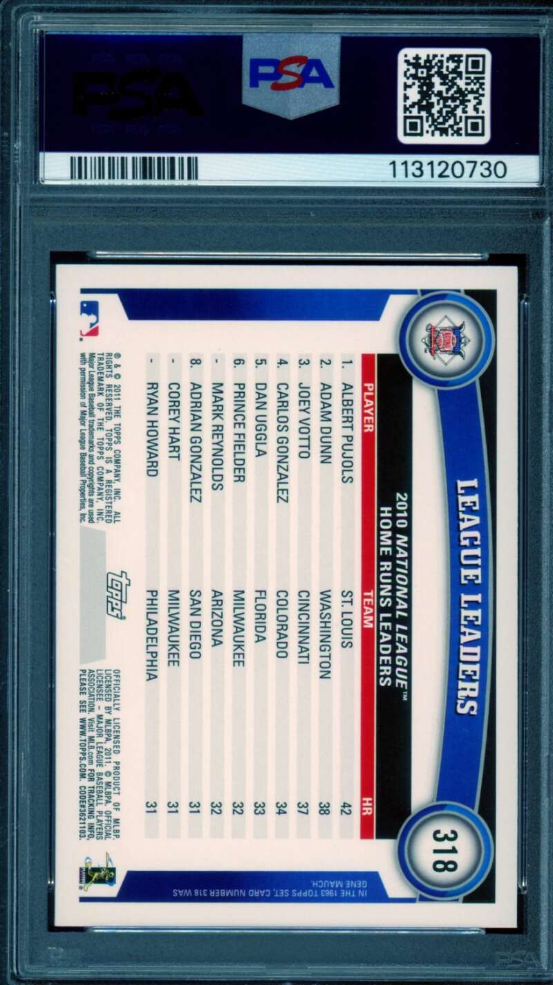 Albert Pujols Card 2011 Topps Diamond Anniversary (pop 12) #318 PSA 10 Image 2