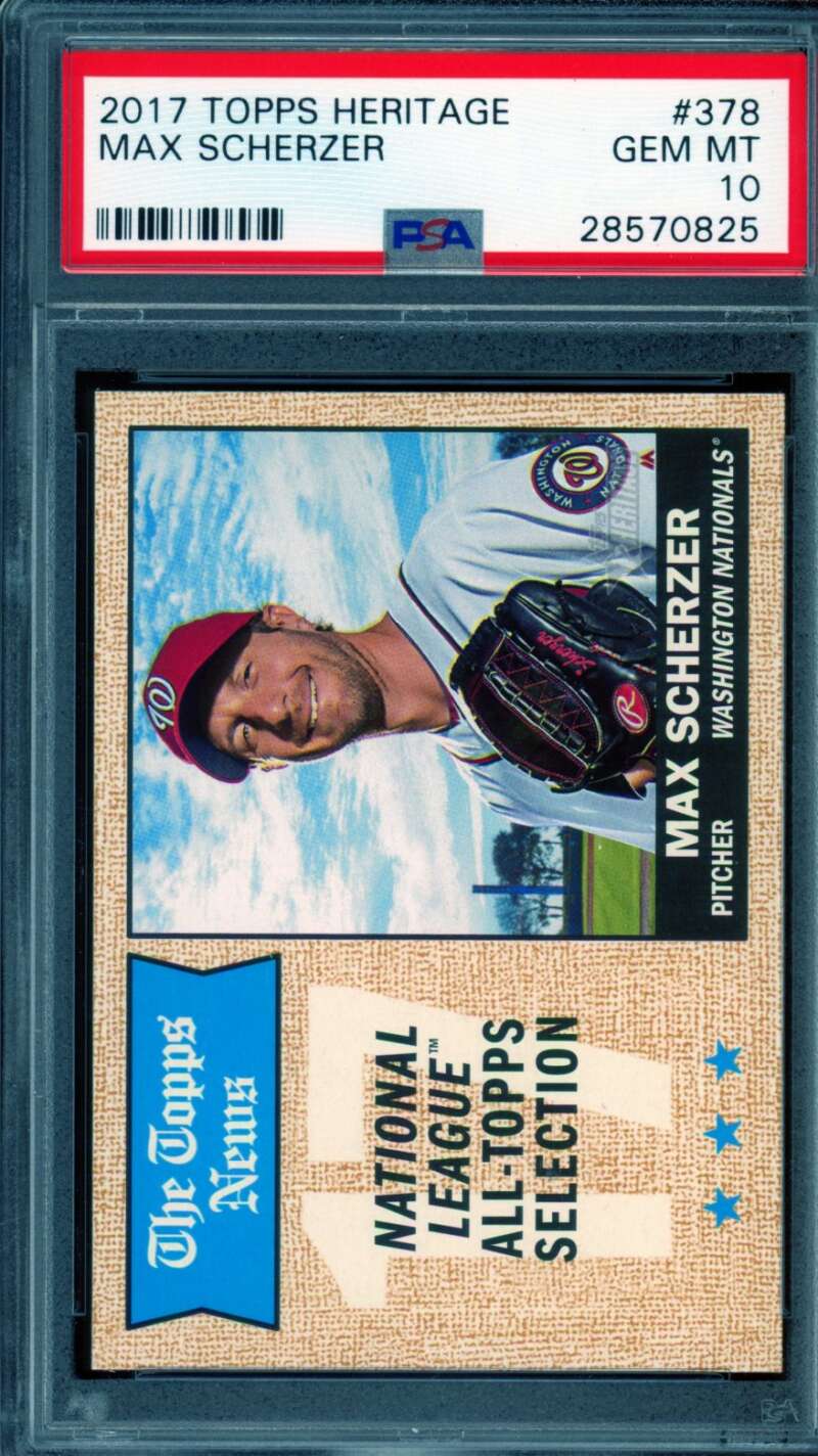 Max Scherzer Card 2017 Topps Heritage #378 PSA 10 Image 1