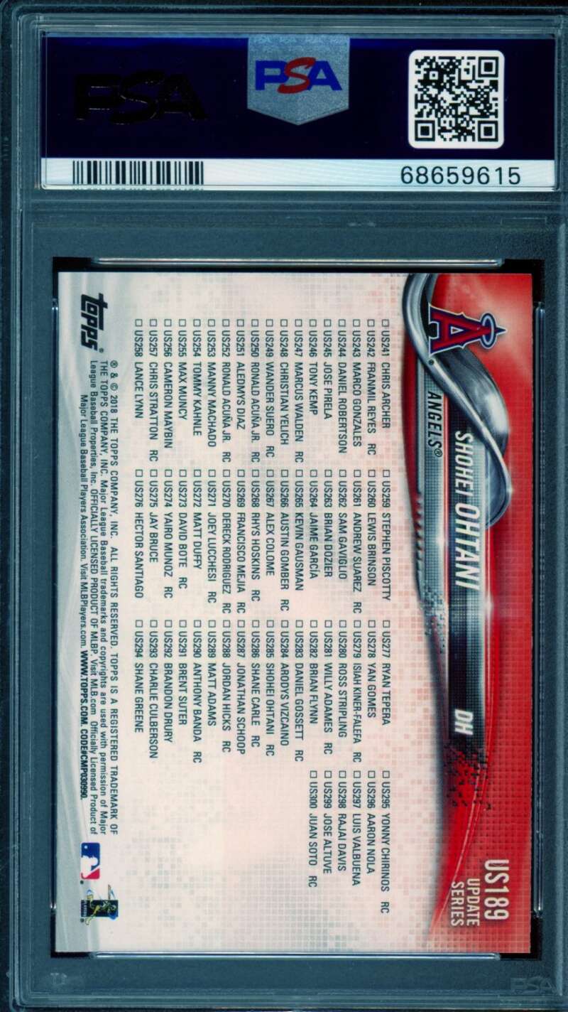 Shohei Ohtani Rookie Card 2018 Topps Update Rainbow Foil #US189 PSA 9 Image 2