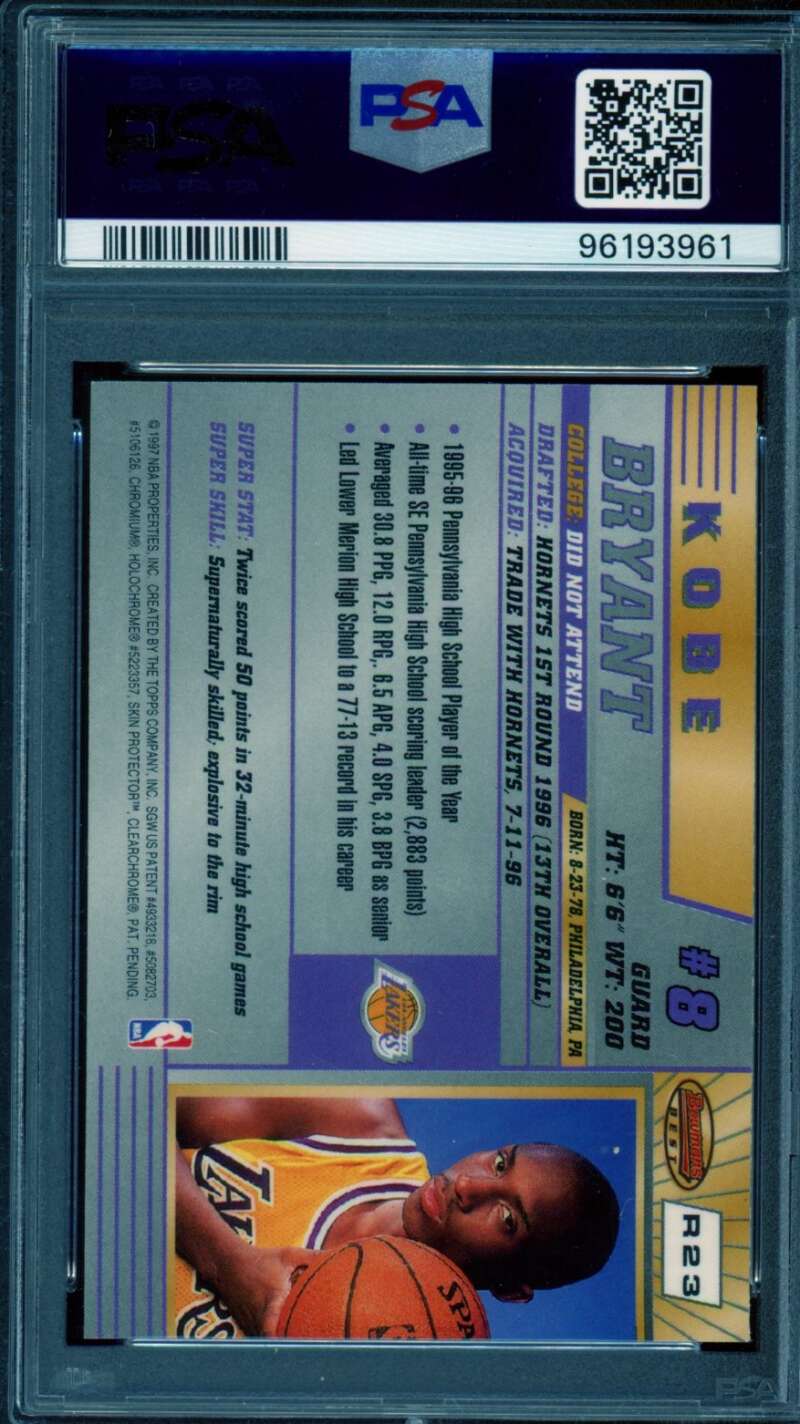 Kobe Bryant Rookie Card 1996-97 Bowman's Best #R23 PSA 9 Image 2