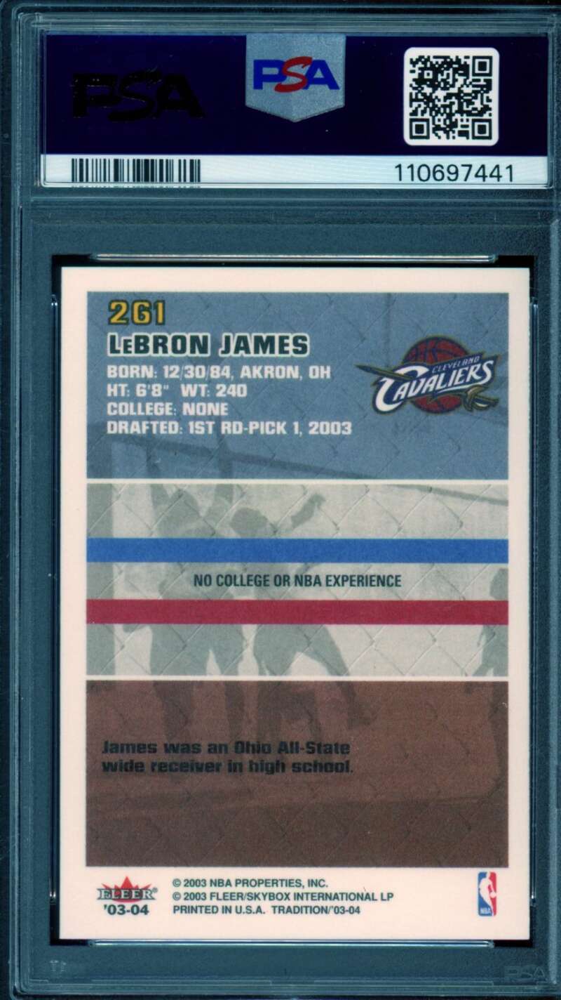 LeBron James Rookie Card 2003-04 Fleer Tradition #261 PSA 9 Image 2
