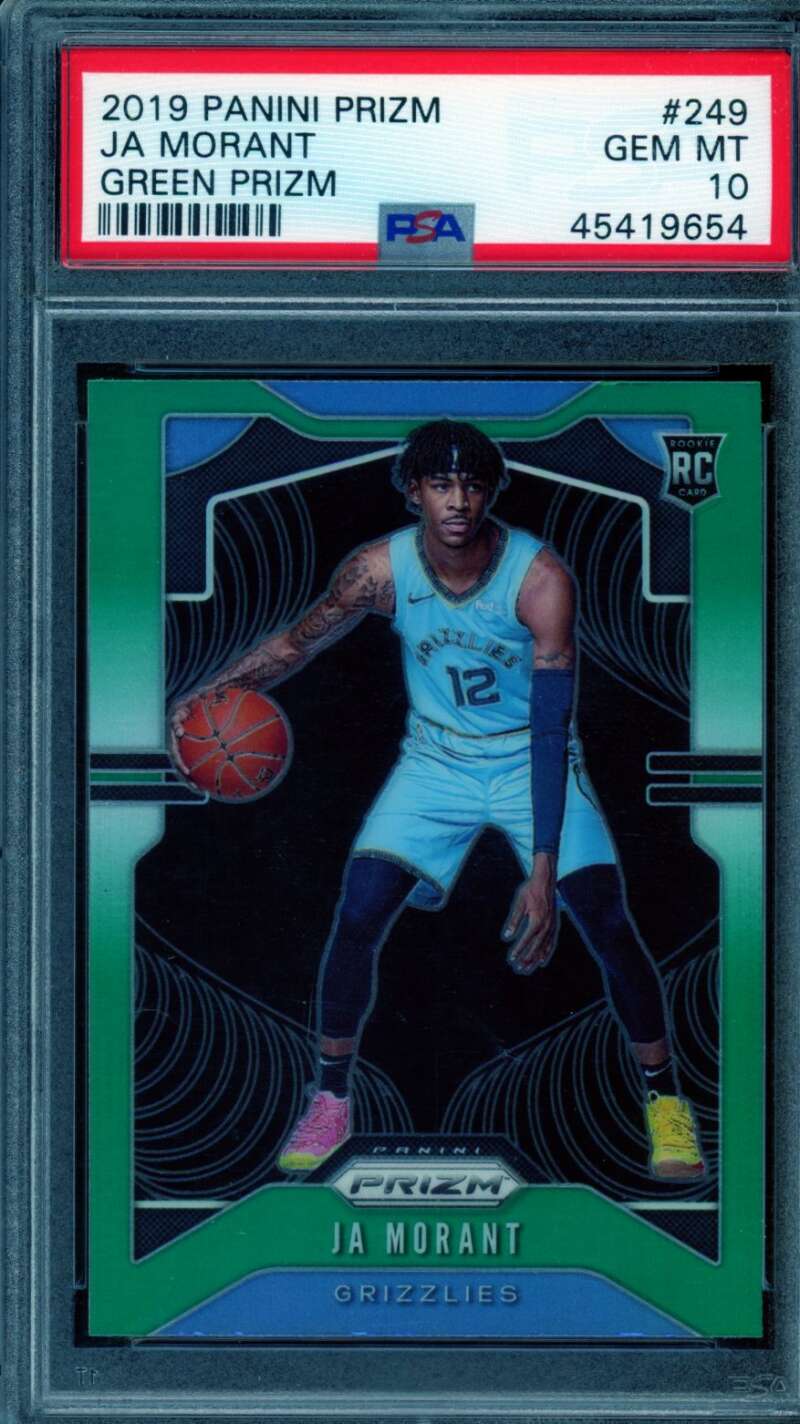 Ja Morant Rookie Card 2019-20 Panini Prizm Green #249 PSA 10 Image 1