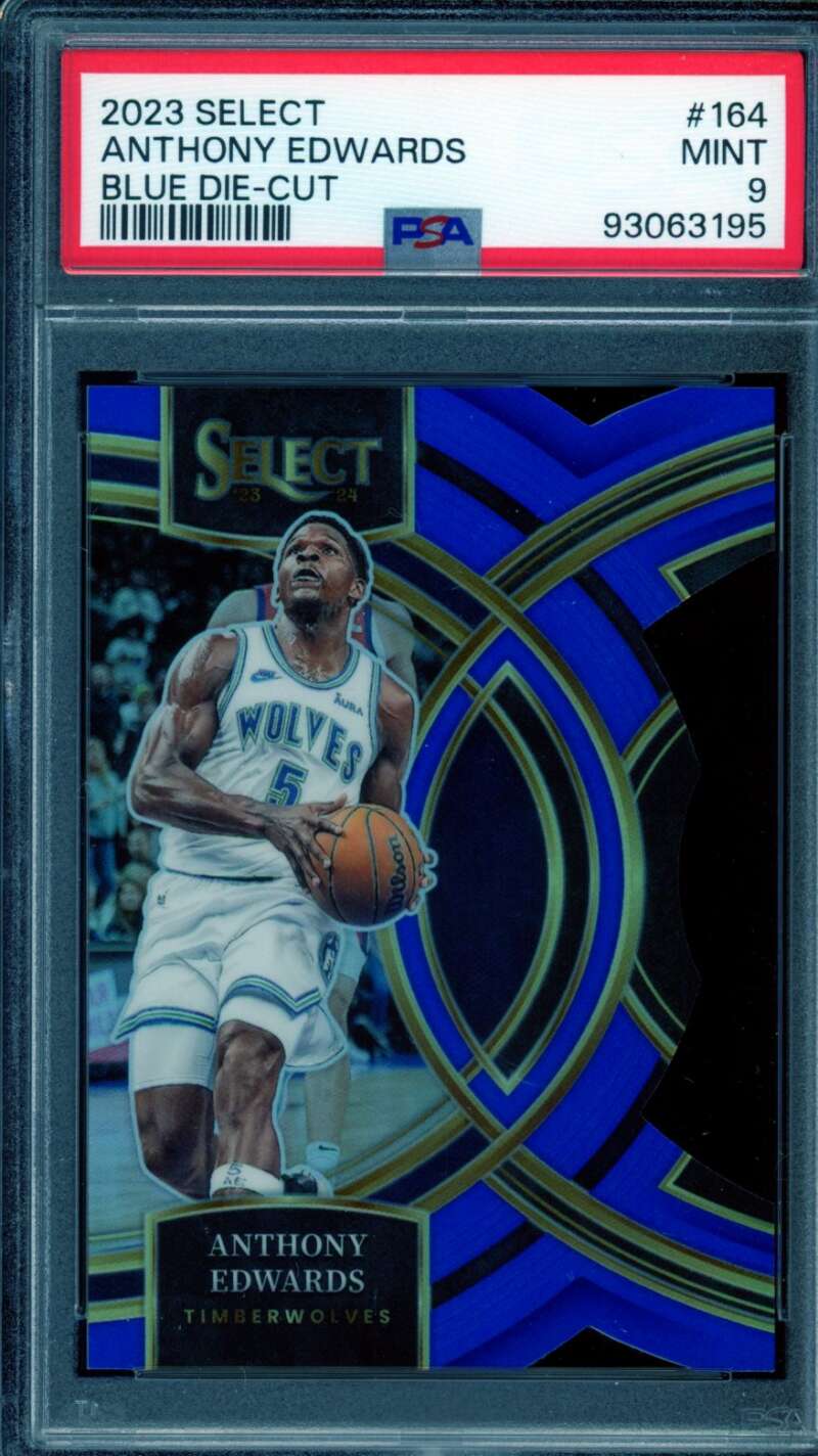 Anthony Edwards Card 2023-24 Select Blue Die-Cut #164 PSA 9 Image 1