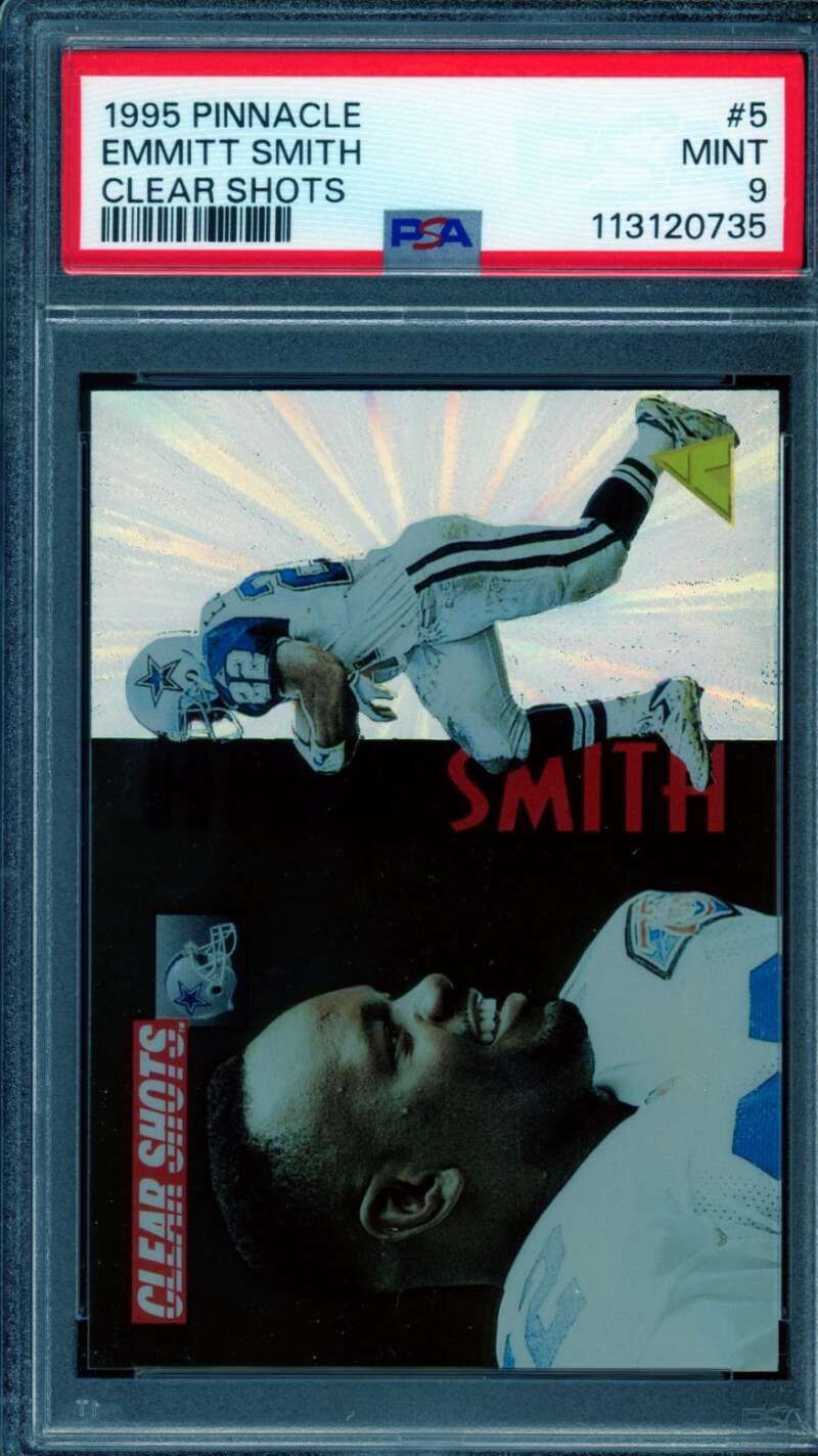 Emmitt Smith Card 1995 Pinnacle Clear Shots (pop 8) #5 PSA 9 Image 1