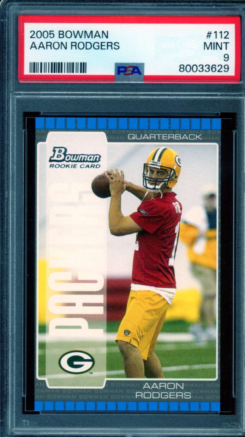 Aaron Rodgers Rookie Card 2005 Bowman #112 PSA 9 Image 1