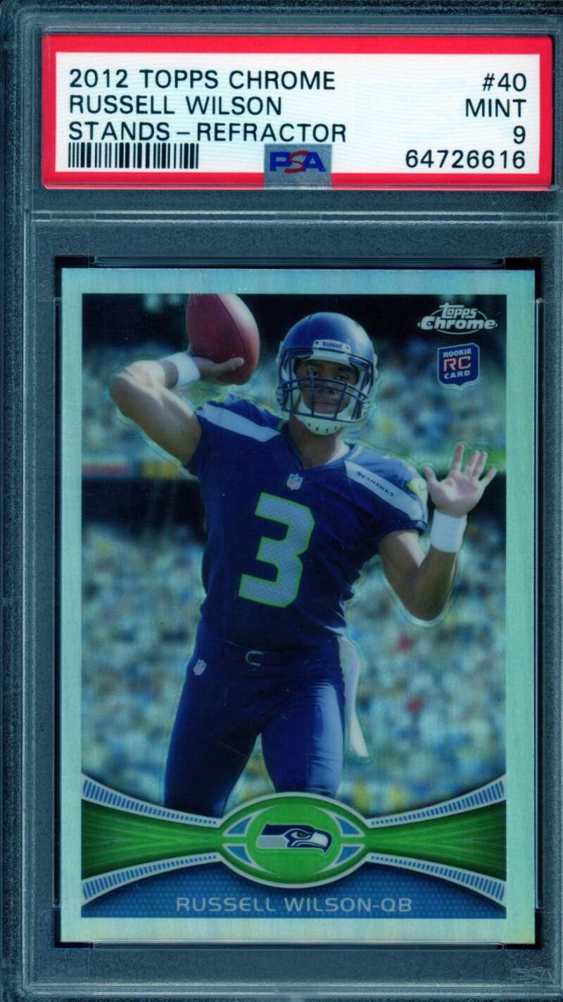 Russell Wilson Rookie Card 2012 Topps Chrome Refractor #40 PSA 9 Image 1